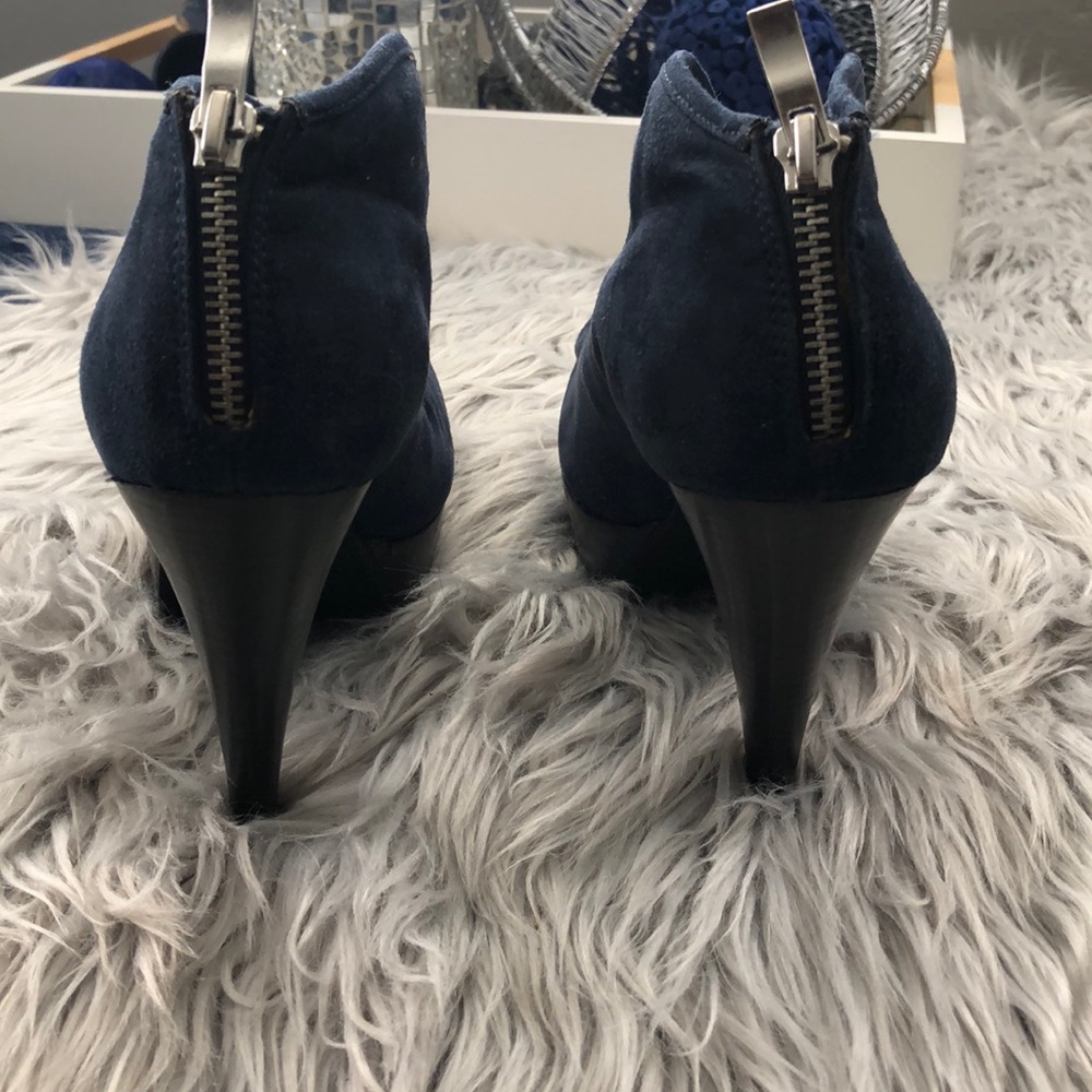 Navy Blue open toe booties